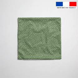 Tissu imperméable vert kaki motif pois blanc