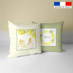 Coupon 45x45 cm motif vélo et mimosa aquarelle