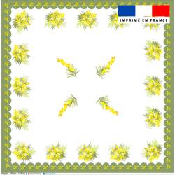 Coupon pour nappe carrée blanche motif mimosa