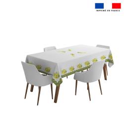 Coupon pour nappe rectangle blanche motif mimosa