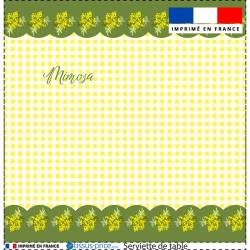 Coupon imprimé serviette de table motif vichy mimosa