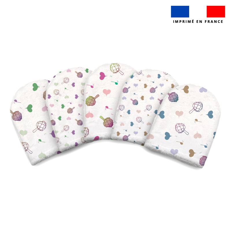 Kit mini-gants nettoyants motif cœur d'artichaut - Création Lili Bambou Design