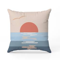 Coupon 45x45 cm motif couché de soleil Santorin