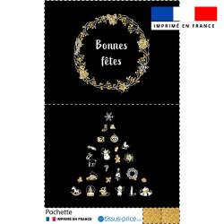 Kit pochette de noel motif bonnes fêtes or - Tissus Price Matière