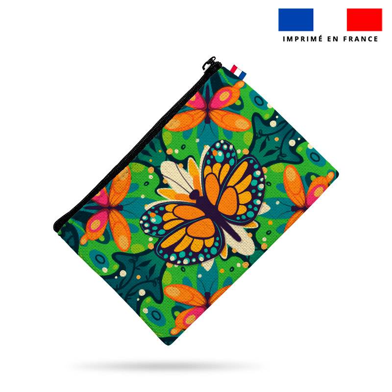 Kit pochette motif papillon orange - Création Pilar Berrio