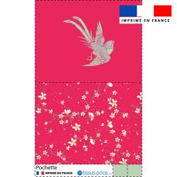 Kit pochette rose framboise motif fleur de cerisier
