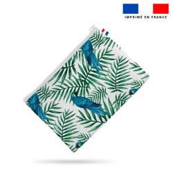 Kit pochette motif perroquet bleu et feuille tropicale