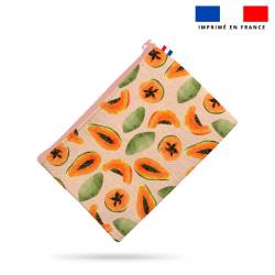 Kit pochette beige motif papaye