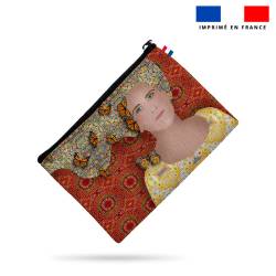 Kit pochette rouge motif diva et papillons jaunes - Création Lita Blanc