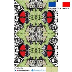 Kit pochette motif papillon rouge et vert - Création Lou Picault