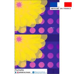 Kit pochette violet motif fleur jaune - Création Lita Blanc