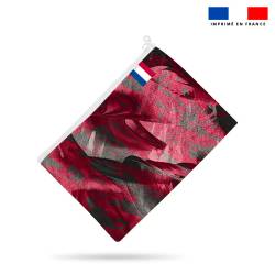 Kit pochette marron motif Rose - Création Pierre-Alexandre PAUGAM