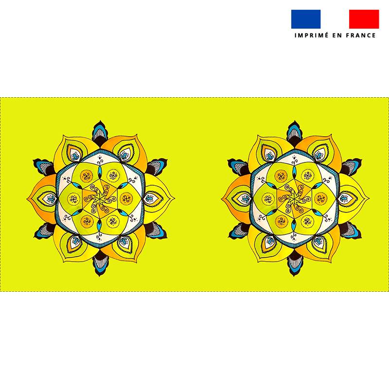 Lot 2 coupons pour coussin motif sérénité jaune canari - Création Caroline LYHOR