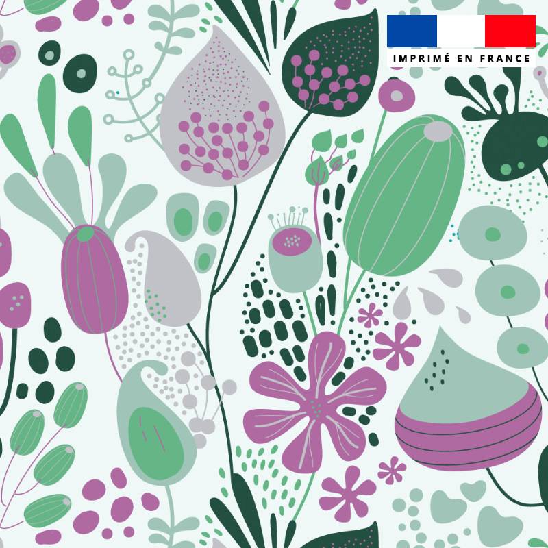 Fleurs illustration abstraite violette - Fond vert