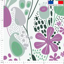 Fleurs illustration abstraite violette - Fond vert