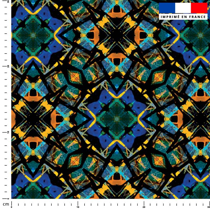 Abstrait effet vitrail Esla - Fond bleu - Création Pierre-Alexandre PAUGAM