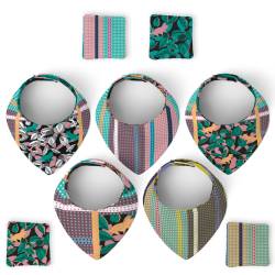 Coupon éponge bavoirs bandana motif tigre vert - Création Lili Bambou Design