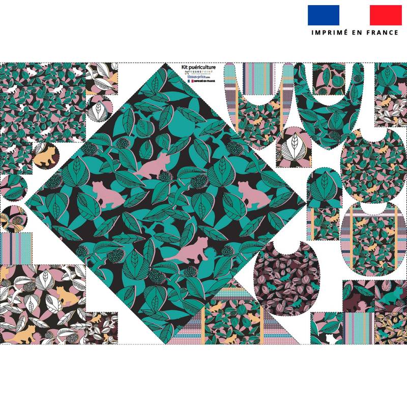 Kit puériculture motif tigre vert - Création Lili Bambou Design
