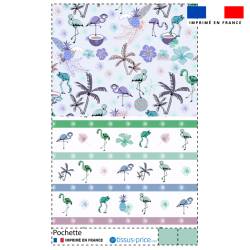 Kit pochette motif flamant coco bleu - Création Lili Bambou Design