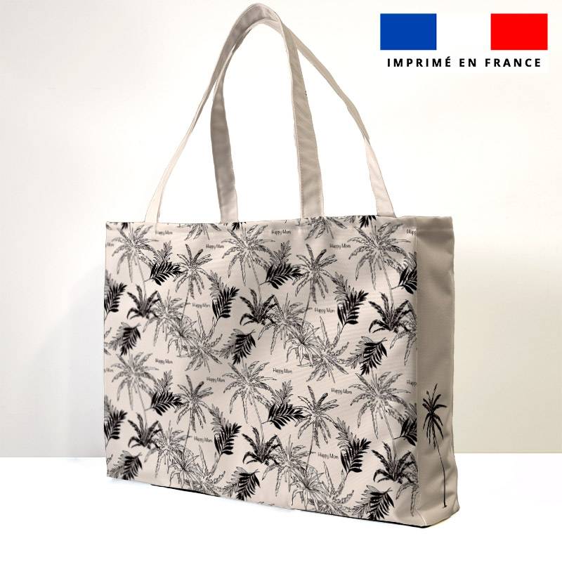 Kit couture sac cabas motif happy mom jungle beige