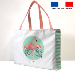 Kit couture sac cabas motif flamant et palmier