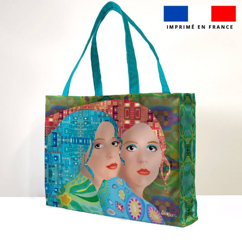 Kit couture sac cabas motif femme multicolore - Création Lita Blanc