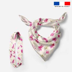 Lot de 2 foulards imprimés camomille rose - Création Zohra Designs
