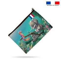 Kit pochette motif éléphant jungle - Création Stillistic
