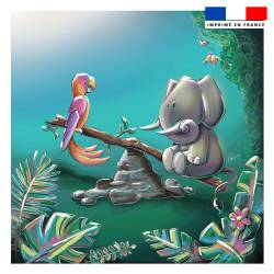 Coupon 45x45 cm imprimé éléphant jungle - Création Stillistic