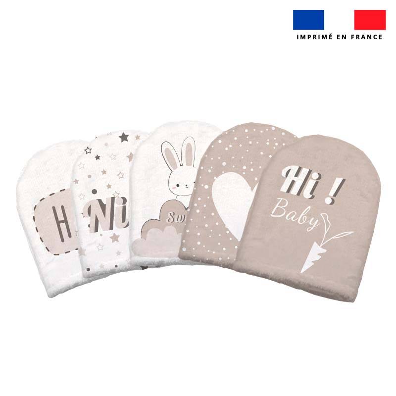 Kit mini-gants nettoyants motif lapin rêveur
