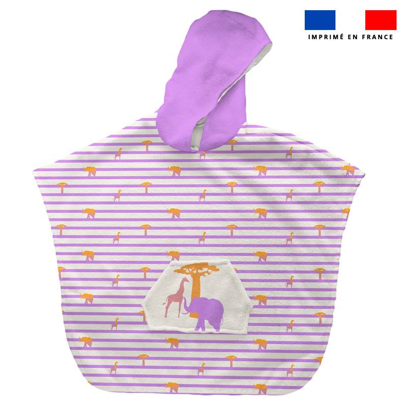 Kit poncho de bain motif marinière savane - Création Lili Bambou Design