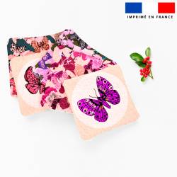 Coupon lingettes lavables motif papillons roses - Création Lili Bambou Design
