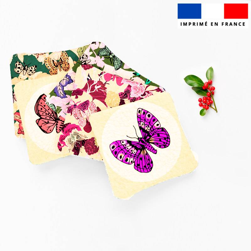 Coupon lingettes lavables motif papillons jaunes - Création Lili Bambou Design