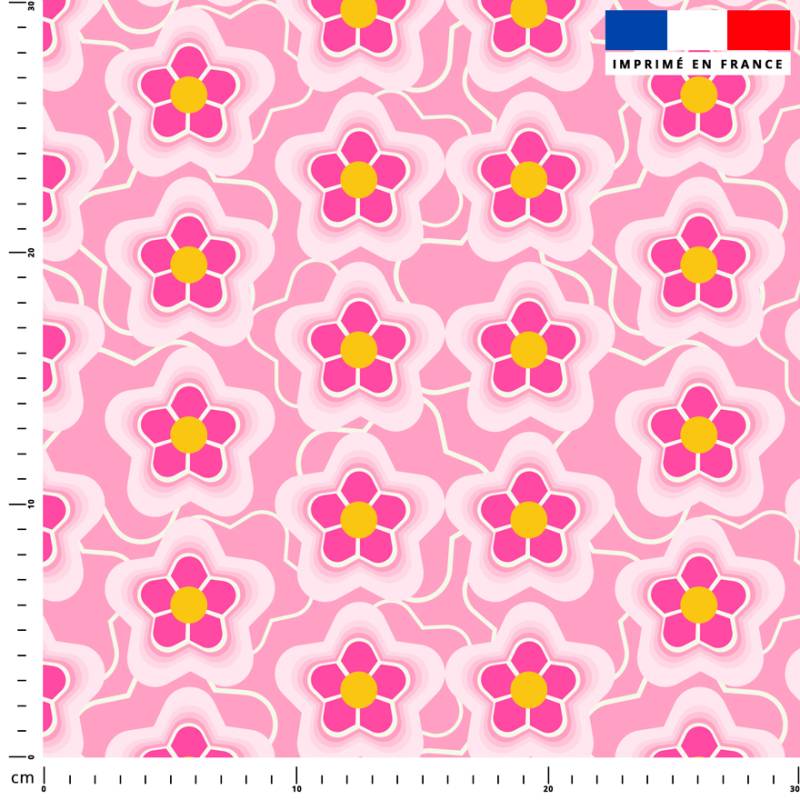 Fleurs de pétunia - Fond rose - Création Jasmine Blooms Designs