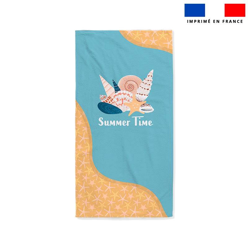 Coupon pour serviette de plage motif coquillage summer time