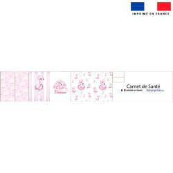 Patron imprimé pour protège carnet de santé motif sweet flamant rose