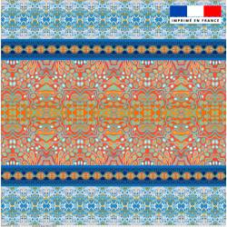 Coupon pour serviette de plage motif rayures abstraites bleues et rouges - Création Lita Blanc