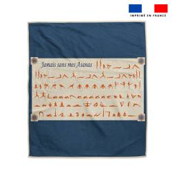 Coupon pour serviette de plage motif Yoga mes asanas bleu - Création Anne
