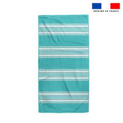 Coupon pour serviette de plage vert d'eau motif fouta symétrique
