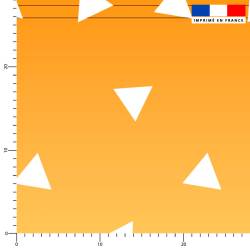 Petits triangles blancs dégradé orange - Fond jaune
