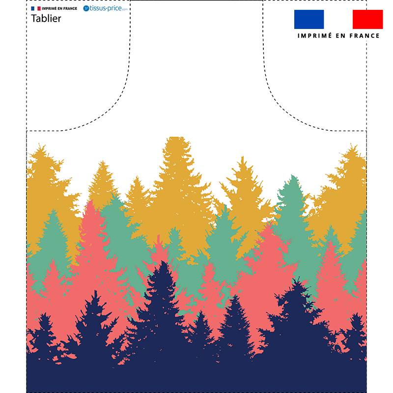 Patron imprimé pour tablier motif forêt multicolore