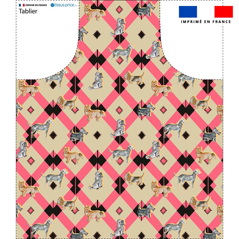 Patron imprimé pour tablier motif petits chiens - Création Lili Bambou Design
