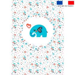 Coupon pour couette imprimé éléphant bleu