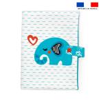 Patron imprimé pour protège carnet de santé motif éléphant bleu