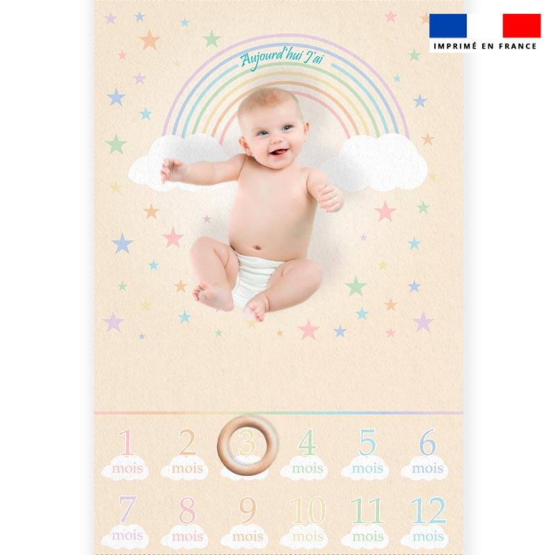 Coupon pour couverture mensuelle bébé motif arc-en-ciel