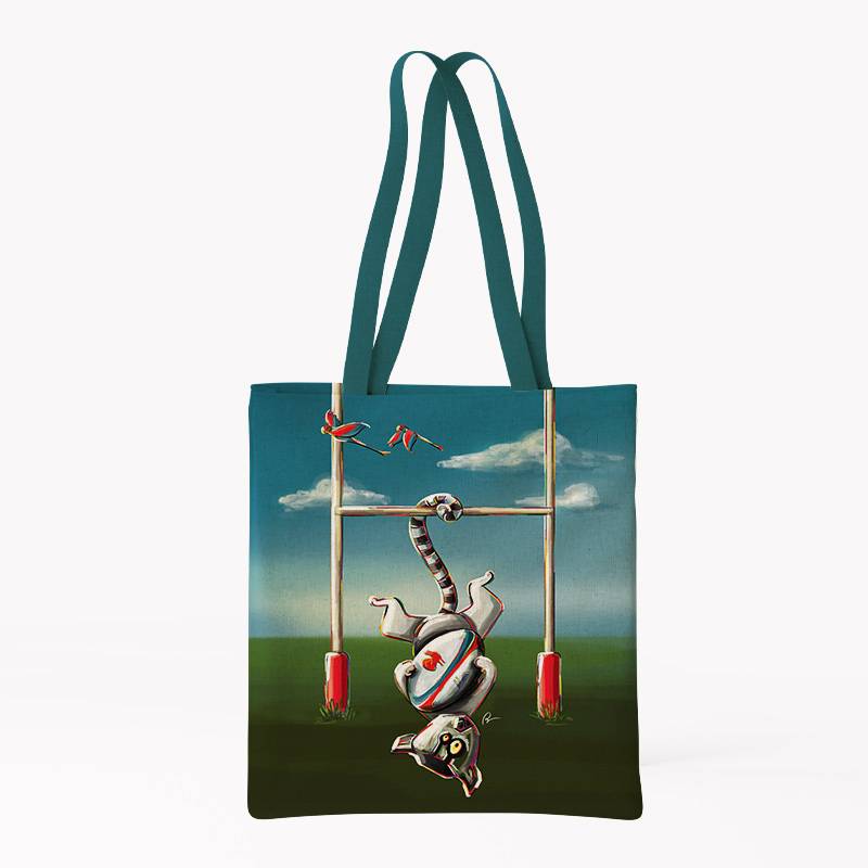 Coupon pour tote-bag motif lémurien au rugby - Création Stillistic