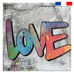 Coupon 45x45 cm motif gloire à l'art de rue love multicolore fond gris - Création Alex Z