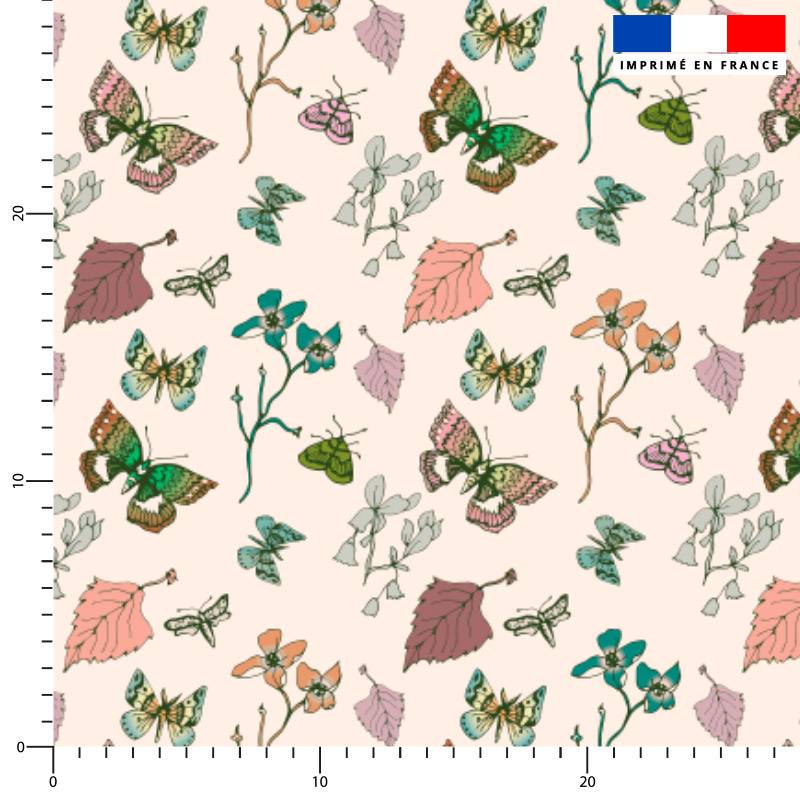 Papillons verts - Fond rosé - Création Lili Bambou Design