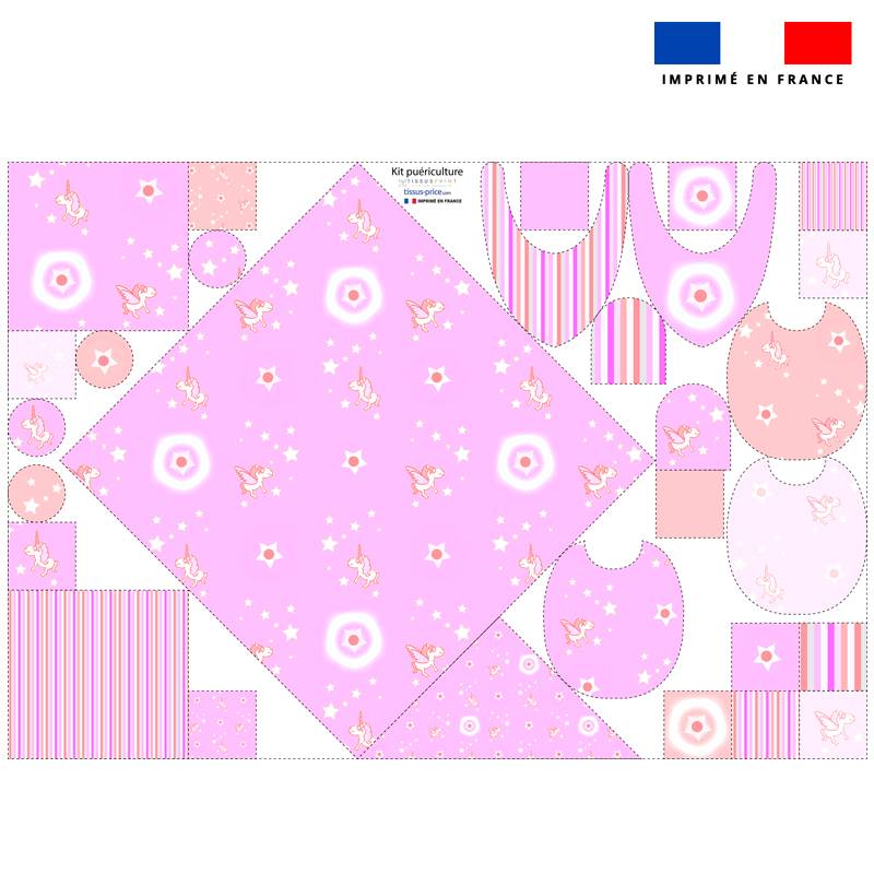 Kit puériculture motif licorne et pégase rose - Création Lili Bambou Design