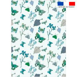 Torchon imprimé papillons d'automne bleu - Création Lili Bambou Design